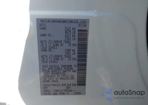2014 Nissan Rogue Sl from USA, damaged, VIN 5N1AT2MV1EC863436